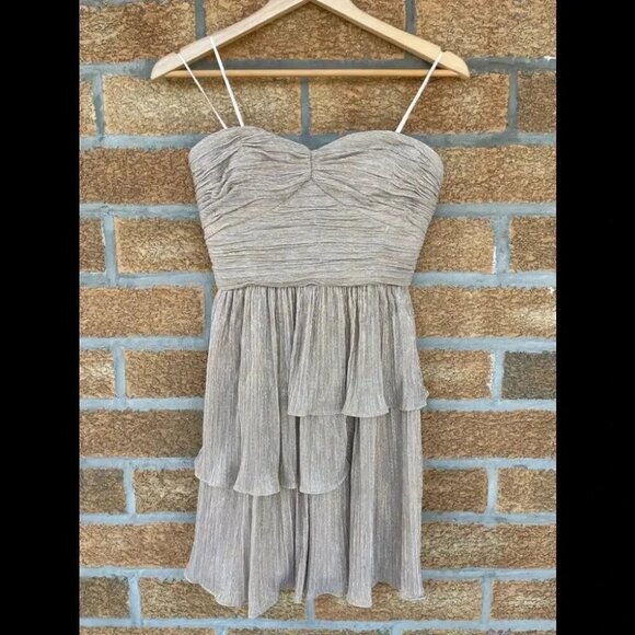 MAX & CLEO Rebecca' Ruched Metallic Dress 4 - Picture 4 of 14